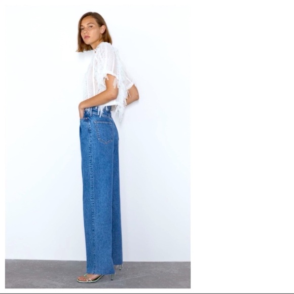 ZARA White Tulle Fringe Top EUC Slightly Cropped - Picture 3 of 7